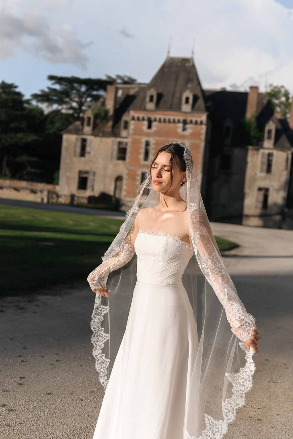 voile court robe de mariée luxe à porter sur la tête