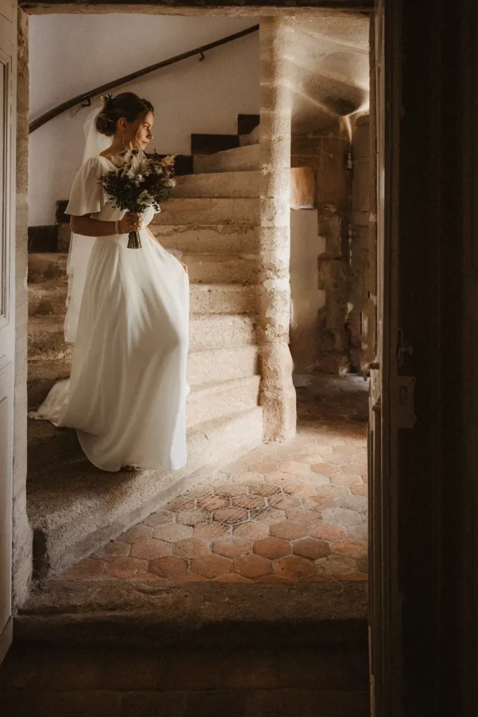robe de mariée fluide crêpe de chine été château bourgogne