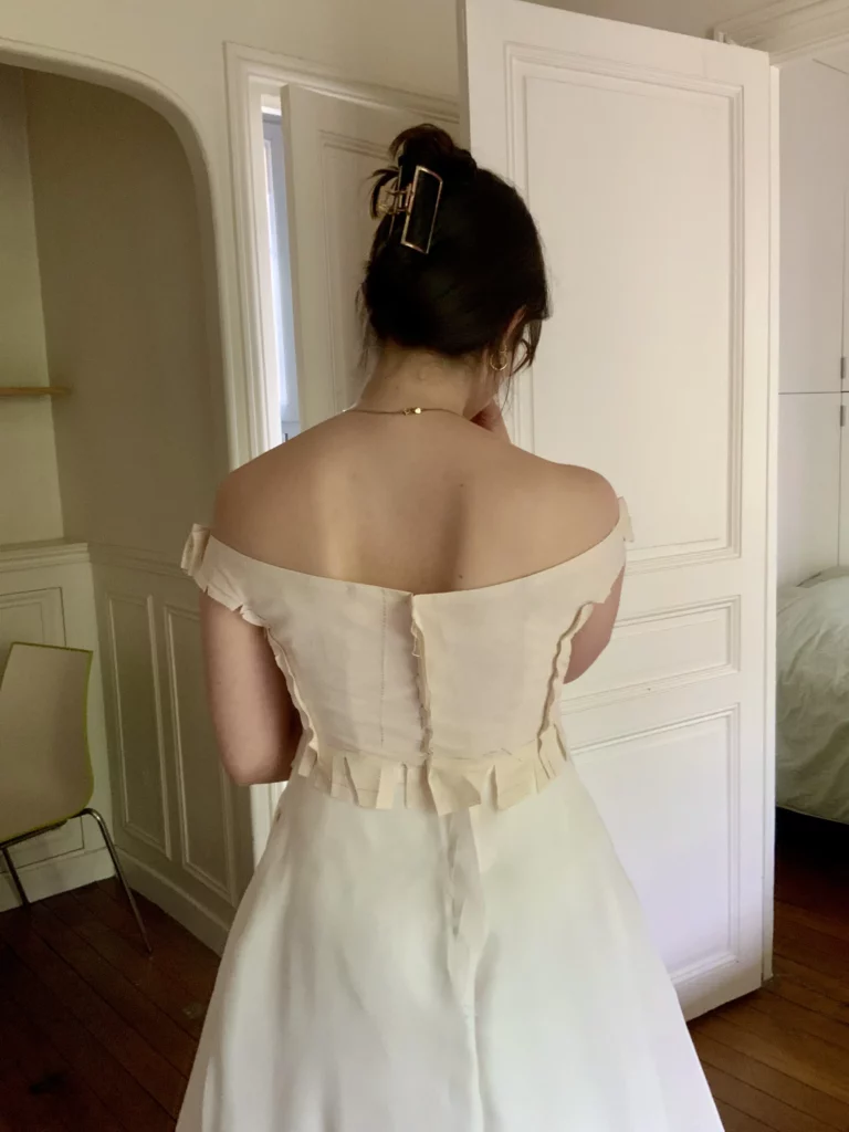 Essayage de robe de mariée sur mesure Ségolène Gabet